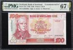 SCOTLAND. Bank of Scotland. 100 Pounds, 1999. P-123c. Commemorative. PMG Superb Gem Uncirculated 67 