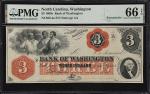 Washington, North Carolina. Bank of Washington. Haxby 85-G4a. 18xx $3. Remainder. PMG Gem Uncirculat