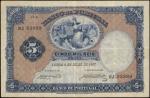 PORTUGAL. Banco de Portugal. 5 Mil Reis, 1907. P-83. Very Fine.