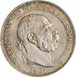HUNGARY. 5 Korona, 1907-KB. Kremnitz Mint. Franz Joseph I. PCGS MS-65 Gold Shield.