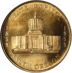 1959 Oregon Statehood Centennial. State Capitol--Salem Dollar. Gilt Bronze. 33 mm. HK-562. Rarity-2.