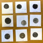 Group Lots - World Coins，BRUNEI: LOT of 9 tin coins, 18th/19th century: SS-7A, jackal left // Arabic