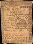 CC-19. Continental Currency. February 17, 1776. $1/6. Fine.