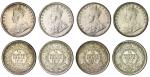 British India. George V (1910-1936). Quartet of Quarter Rupees, 1913 (b) and (c), 1914 (b) and (c). 