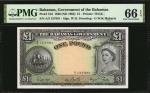 BAHAMAS. Government of the Bahamas. 1 Pound, 1936 (ND 1963). P-15d. PMG Gem Uncirculated 66 EPQ.