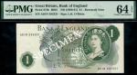 Bank of England, Leslie Kenneth OBrien (1955-1962), 1, ND (1960), serial number A01N 595331, green, 