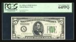 1928B美国联邦储备券5元，编号A28978975A，PCGS Currency 64PPQ. The United States, Federal Reserve Note, $5, 1928B,