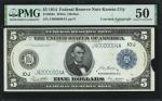 Fr. 883a. 1914 $5 Federal Reserve Note. Kansas City. PMG About Uncirculated 50. Courtesy Autograph. 