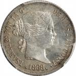PHILIPPINES. 10 Centimos, 1868. Manila Mint. Isabel II. PCGS MS-65.