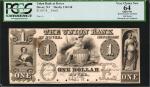 Dover, New Jersey. Union Bank of Dover. 18xx Proof. $1. PCGS Currency Very Choice New 64 Apparent. H