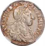 1660-B. R年法国1/12 Ecu。卢昂造币厂。FRANCE. 1/12 Ecu, 1660-B. Rouen Mint. Louis XV. NGC AU-53.