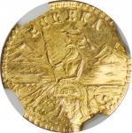 1853 California Gold Token. Round. Arms of California - Wreath #5. Unc Details--Bent (NGC).