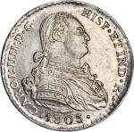 SPAIN. Contemporary Counterfeit 2 Escudos Struck in Platinum, 1805-FM.