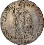 1786/64年荷兰东印度1古尔登银币。 NETHERLANDS EAST INDIES. United East India Company. Gulden, 1786/64. West Fries