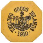 KEELING-COCOS ISLANDS: John S. Clunies-Ross, 1910-1944, 5 rupees token, 1913, KM-Tn7, octagonal plas