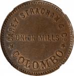 1869-70你那锡兰科伦坡凯里斯特拉坎公司1便士铜代用币。CEYLON. Colombo. Carey Strachan & Co. Copper Penny Token, ND (ca. 1869
