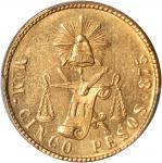 MEXICO. 5 Pesos, 1888-MoM. PCGS MS-63 Secure Holder.