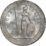1901-B年英国贸易银元站洋壹圆银币。孟买铸币厂。GREAT BRITAIN. Trade Dollar, 1901-B. Bombay Mint. Victoria. PCGS MS-65.