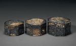 民国时期“八仙贺寿图”八方形银盒一套3件 极美