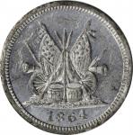 1864 Drums, Rifles, Cannons and Flags / Procese. Fuld-349/477 e. Rarity-9. White Metal. Plain Edge. 
