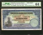 1927-44巴勒斯坦10镑 PMG Choice Unc 64