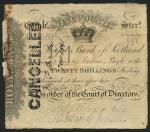 Royal Bank of Scotland, 20 shillings, 4 July 1816, serial number 622/698, black and white, bank titl