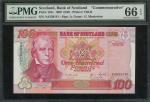 1999年苏格兰银行100镑，编号AA550141，PMG 66EPQ。Bank of Scotland, 100 pounds, 19.5.1999, serial number AA550141,