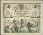 Privilegirte Osterreichische National-Bank, Austria, 10 gulden, 15 January 1863, green serial number