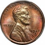 1925-S/S Lincoln Cent. FS-501. Repunched Mintmark. MS-64 RD (PCGS).