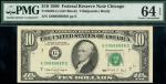 United States of America, $10, Chicago, 1990, serial number G00888888D, (Friedberg 2029-G), in PMG h