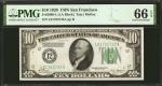 Fr. 2000-L. 1928 $10  Federal Reserve Note. San Francisco. PMG Gem Uncirculated 66 EPQ.