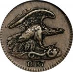 NEW YORK. New York. 1837 Feuchtwanger Cent. HT-268, Low-120, W-NY-480 Dies 6-I. Rarity-1. German Sil