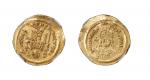 公元582-602年拜占庭帝国莫里斯提比略与天使金币 NGC AU