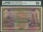 National Bank of Egypt, ｣100, 1 February 1943, serial number K/6 073327, brown, red and green, Citad