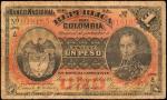 COLOMBIA. Republica de Colombia. 1 Peso, 1895. P-234. Fine.