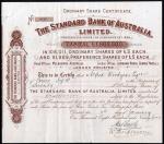 Australia: Standard Bank of Australia Limited, £5 ordinary shares, 189[4], #498, brown, scrollwork a