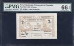 NEW CALEDONIA. Tresorerie de Noumea. 2 Francs, 1943. P-56b. PCGS Currency Gem Uncirculated 66 EPQ.