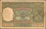 1943年印度储备银行100卢比。 INDIA. Reserve Bank of India. 100 Rupees, 1943. P-20b. Fine.