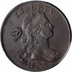 1803 Draped Bust Cent. S-251. Rarity-2. Small Date, Small Fraction. AU Details--Altered Surfaces (PC