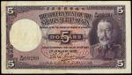 x Government of The Straits Settlements, $5, 1 January 1935, serial number B/56 09280, (Pick 17, TBB