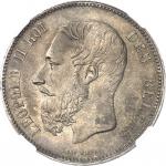 BELGIQUE Léopold II (1865-1909). 5 francs 1875, Bruxelles.