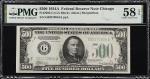 Fr. 2202-G. 1934A $500 Federal Reserve Note. Chicago. PMG Choice About Uncirculated 58 EPQ.