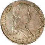 BOLIVIA. 8 Reales, 1823-PTS PJ. Potosi Mint. Ferdinand VII. PCGS AU-53.