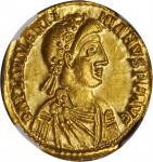 VALENTINIAN III, A.D. 425-455. AV Solidus (4.46 gms), Ravenna Mint, ca. A.D. 425-426. NGC MS, Strike