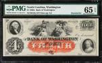 Washington, North Carolina. Bank of Washington. 1860s  $4. PMG Gem Uncirculated 65 EPQ. Remainder.