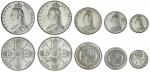 Victoria (1837-1901), Florins (2), Shilling to Threepence, 1887 (5) (S.3925-26; 3928, 3931), lustrou