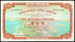 Mercantile Bank Limited, $100, 5 October 1965, serial number A207959,red on pale blue and green, map