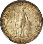 1900-B年英国贸易银元站洋一圆银币。孟买铸币厂。GREAT BRITAIN. Trade Dollar, 1900-B. Bombay Mint. PCGS MS-63 Gold Shield.