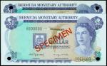 BERMUDA. Bermuda Monetary Authority. 1 Dollar, 1976 & 1982. P-28s. Specimen. PCGS Superb Gem New 67 