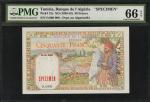 TUNISIA. Banque de lAlgerie. 50 Francs, ND (1938-45). P-12s. Specimen. PMG Gem Uncirculated 66 EPQ.